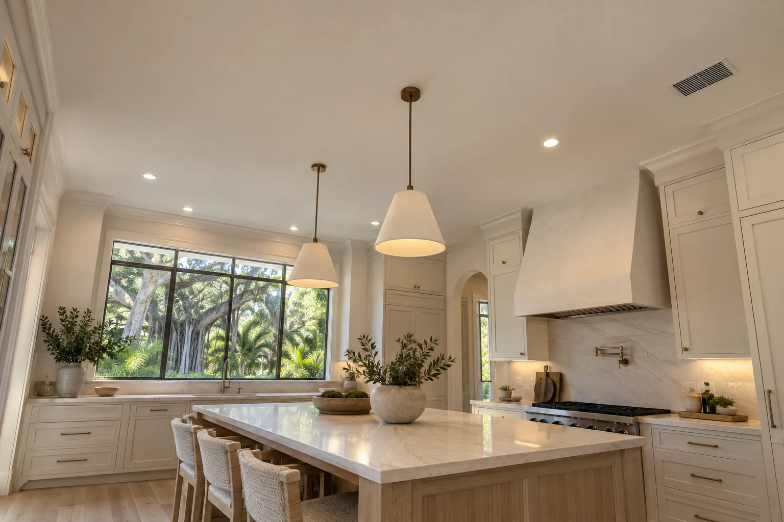 Repaired painted kitchen ceiling.